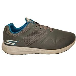 Skechers Mens Go Golf Shoes Water Resistant Charcoal Gray Blue Spikeless Size 10